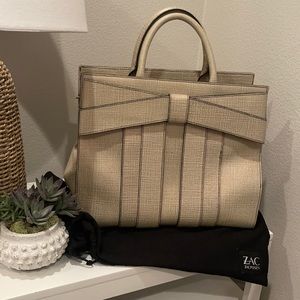 NWT Zac Posen large Bow Satchel Crema